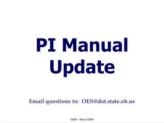 PI Manual Update