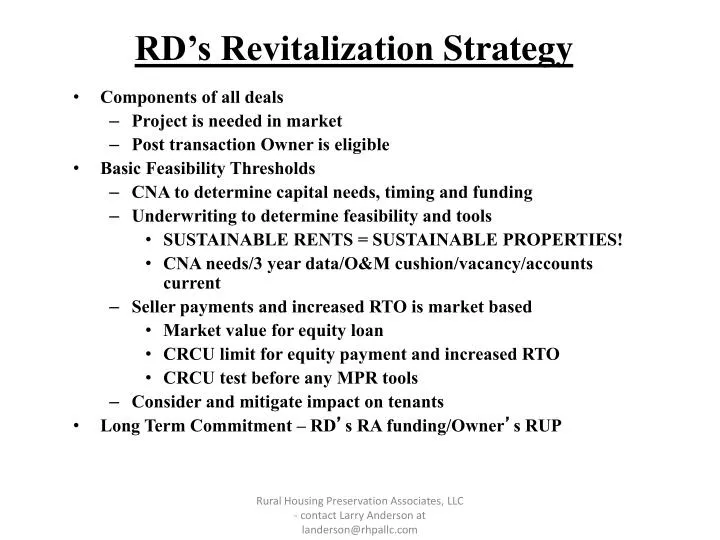 rd s revitalization strategy