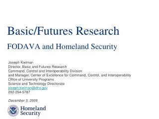 Basic/Futures Research FODAVA and Homeland Security
