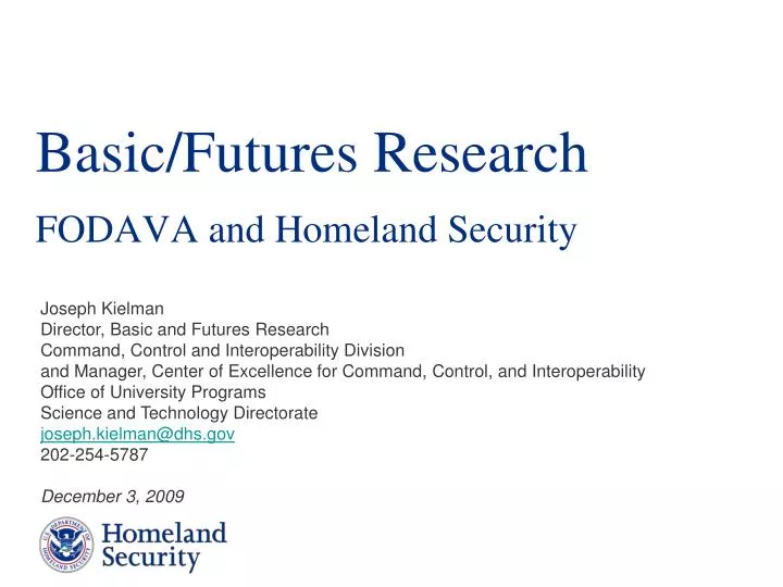 basic futures research fodava and homeland security