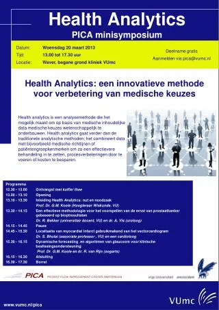 Health Analytics PICA minisymposium