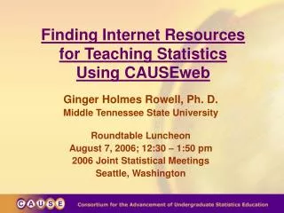 Finding Internet Resources for Teaching Statistics Using CAUSEweb