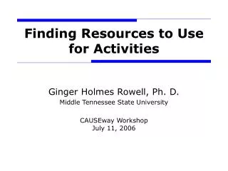 Finding Resources to Use for Activities