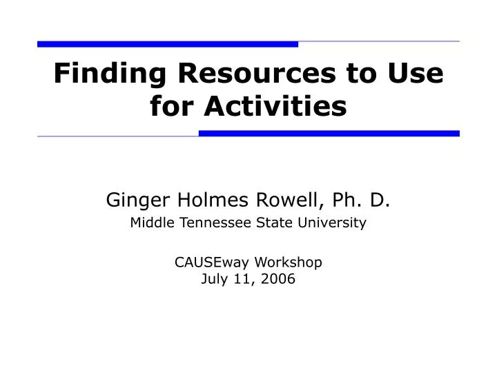 finding resources to use for activities