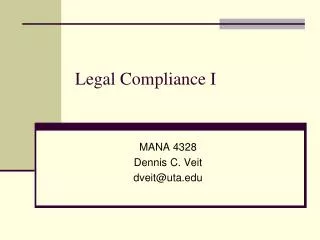 Legal Compliance I