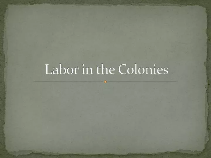 labor in the colonies