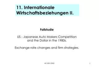 11. Internationale Wirtschaftsbeziehungen II.