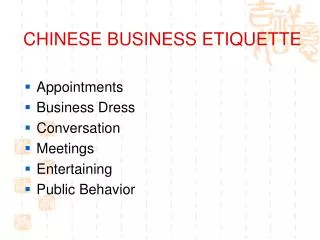 CHINESE BUSINESS ETIQUETTE