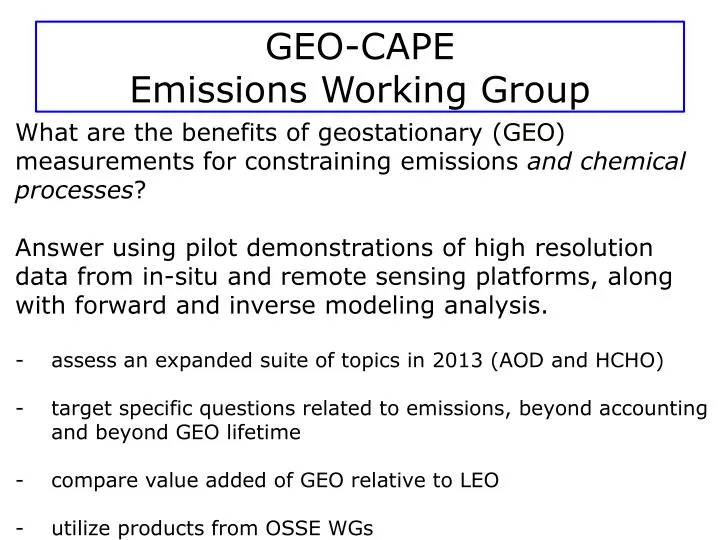 geo cape emissions working group