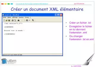 Créer un document XML élémentaire