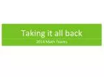 Taking it all back - slide 1