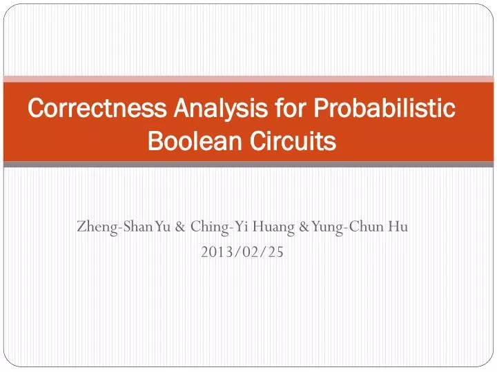 correctness analysis for probabilistic boolean circuits