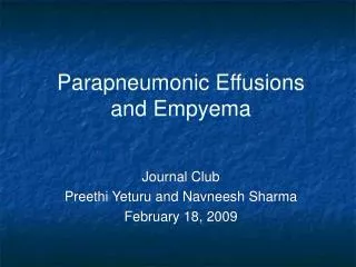 Parapneumonic Effusions and Empyema