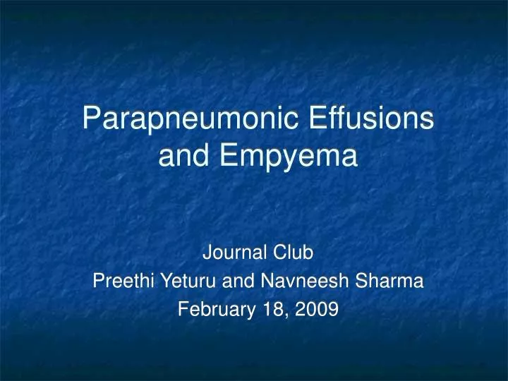 parapneumonic effusions and empyema