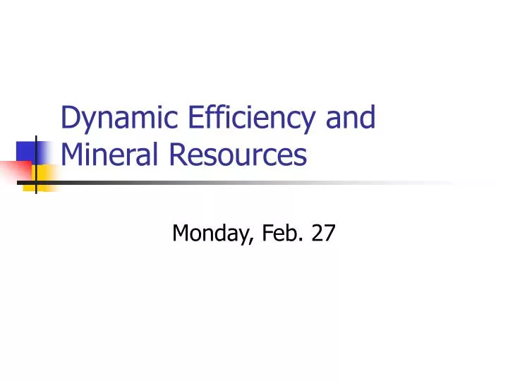 dynamic efficiency and mineral resources