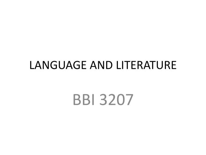 language and literature