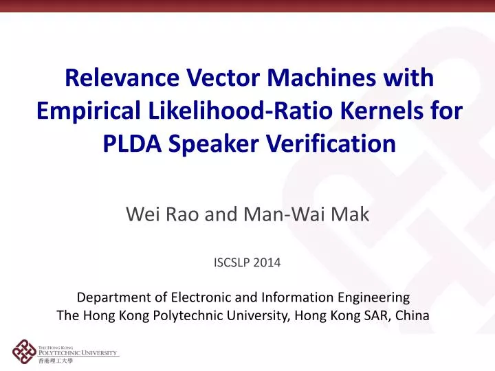 relevance vector machines with empirical likelihood ratio kernels for plda speaker verification