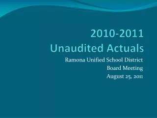 2010-2011 Unaudited Actuals