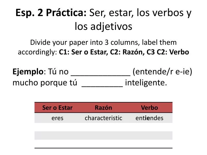esp 2 pr ctica ser estar los verbos y los adjetivos