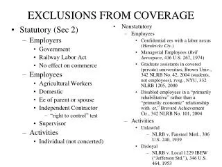 EXCLUSIONS FROM COVERAGE