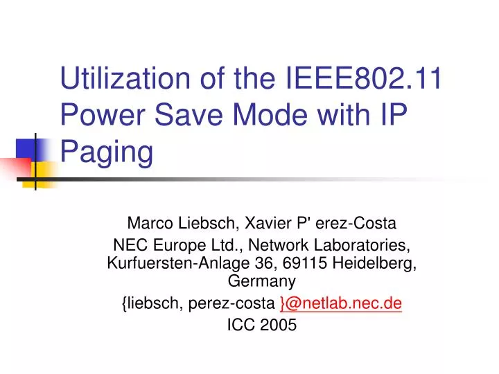 utilization of the ieee802 11 power save mode with ip paging
