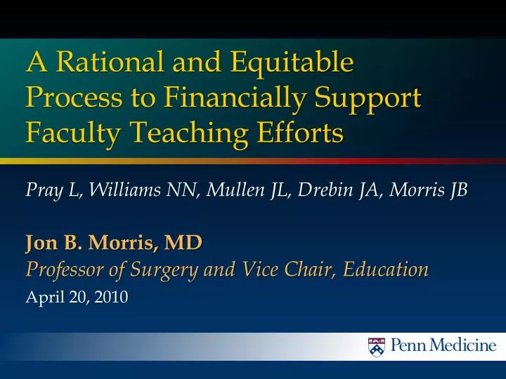 a rational and equitable process to financially support faculty teaching efforts