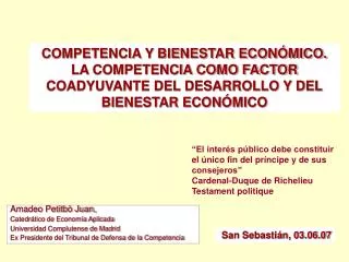 Amadeo Petitbò Juan, Catedrático de Economía Aplicada Universidad Complutense de Madrid