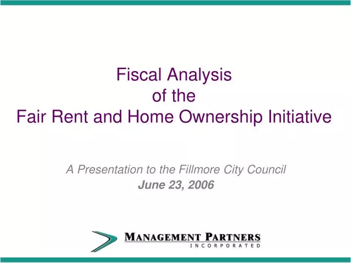 fiscal analysis of the fair rent and home ownership initiative