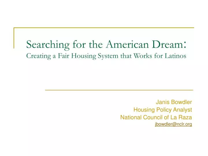 searching for the american dream creating a fair housing system that works for latinos