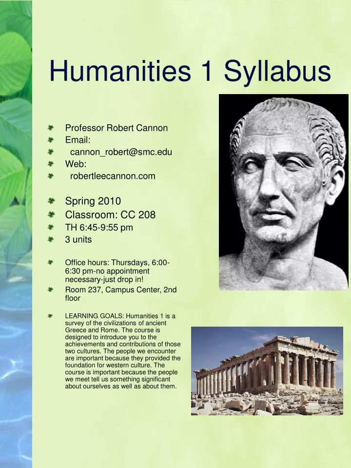 humanities 1 syllabus