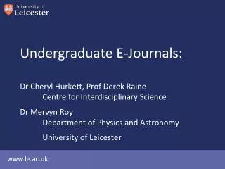 Undergraduate E-Journals:
