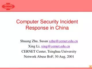 Computer Security Incident Response in China
