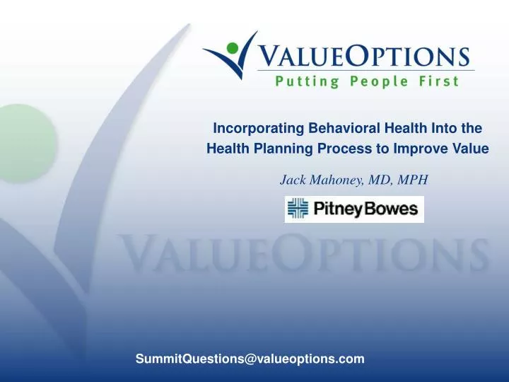 incorporating behavioral health into the health planning process to improve value