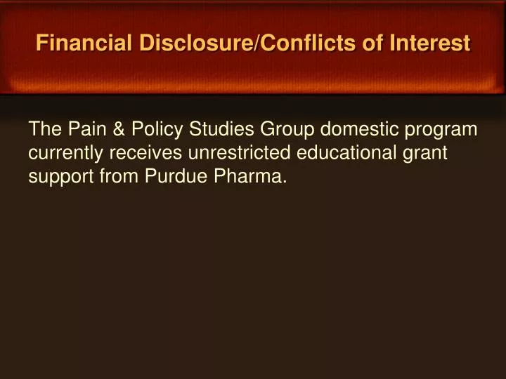 financial disclosure conflicts of interest