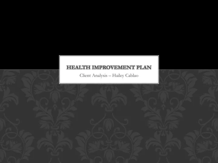 health improvement plan