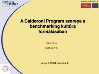 A Calderoni Program szerepe a benchmarking kultúra formálásában