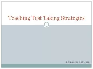 Teaching Test Taking Strategies