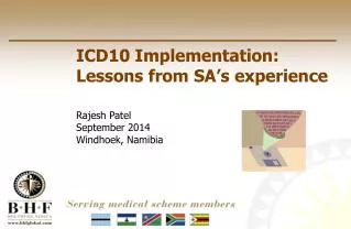 ICD10 Implementation: Lessons from SA’s experience