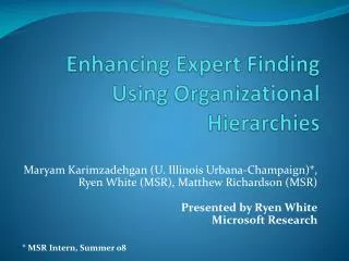 Enhancing Expert Finding Using Organizational Hierarchies