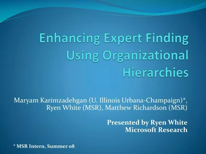 enhancing expert finding using organizational hierarchies