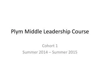 Plym Middle Leadership Course
