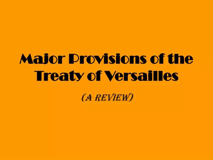 major provisions of the treaty of versailles