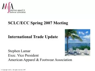 SCLC/ECC Spring 2007 Meeting International Trade Update Stephen Lamar Exec. Vice President