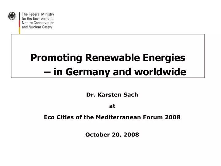 promoting renewable energies in germany and worldwide