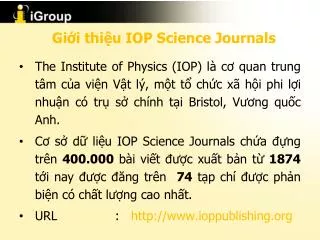 Giới thiệu IOP Science Journals