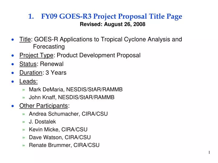 fy09 goes r3 project proposal title page revised august 26 2008