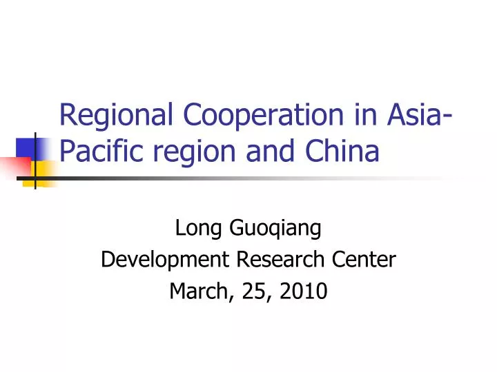 regional cooperation in asia pacific region and china