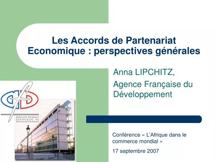 les accords de partenariat economique perspectives g n rales