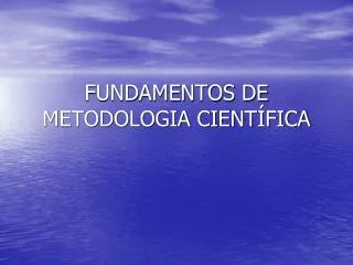 FUNDAMENTOS DE METODOLOGIA CIENTÍFICA