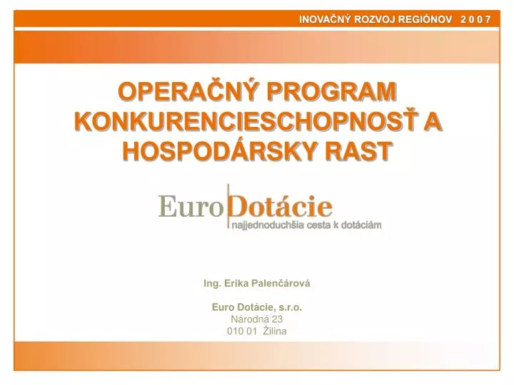 opera n program konkurencieschopnos a hospod rsky rast